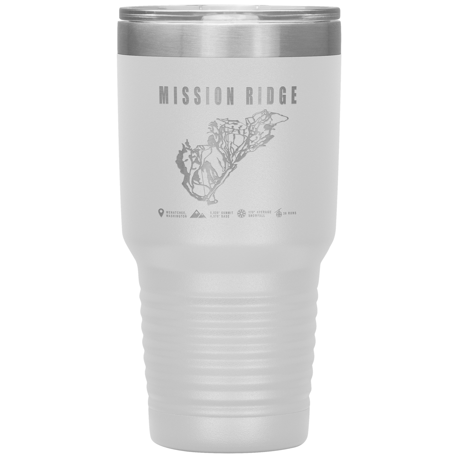 Mission Ridge, Washington Ski Trail Map 30oz Tumbler - Powderaddicts