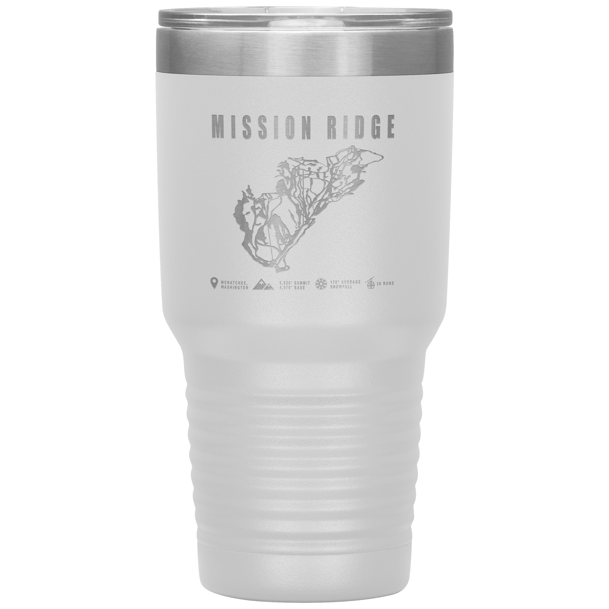 Mission Ridge, Washington Ski Trail Map 30oz Tumbler - Powderaddicts