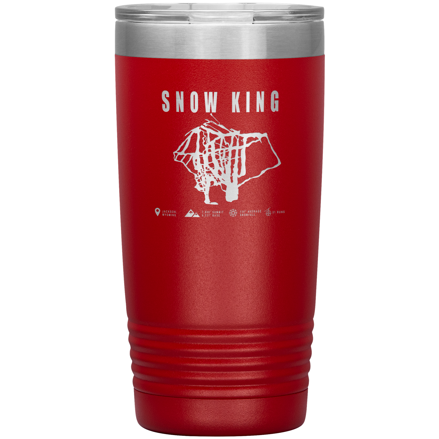 Snow King Wyoming Ski Trail Map 20oz Tumbler - Powderaddicts