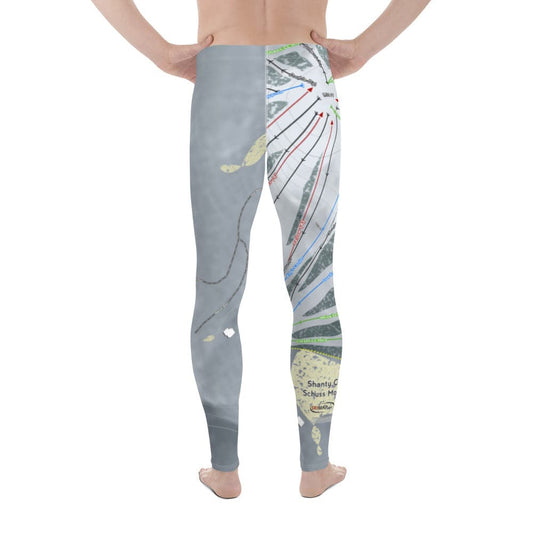 Shanty Creek Schuss Mountain, Michigan Ski Trail Map Men's Base Layer Bottom - Powderaddicts