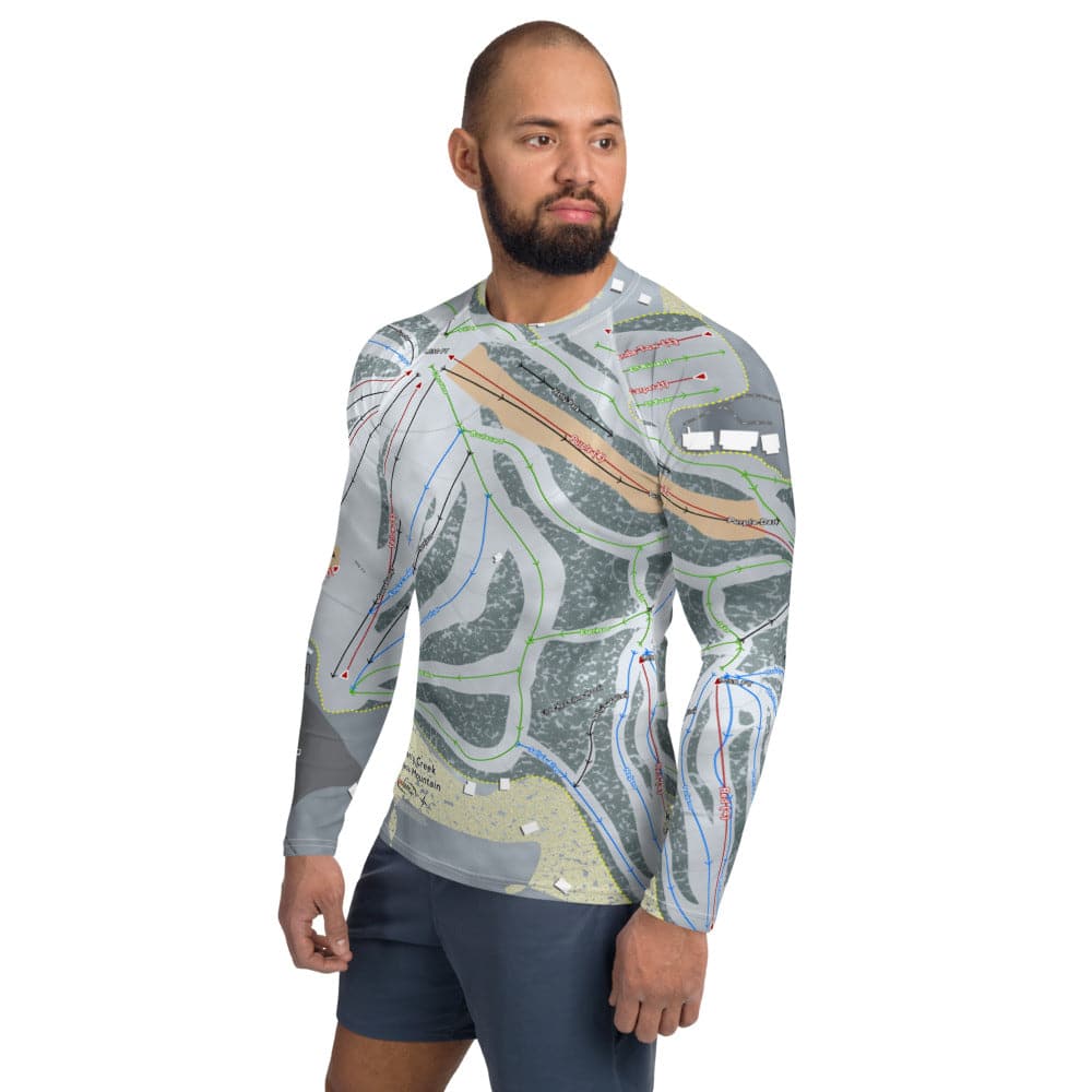 Shanty Creek Schuss Mountain, Michigan Ski Trail Map Men's Base Layer Top - Powderaddicts