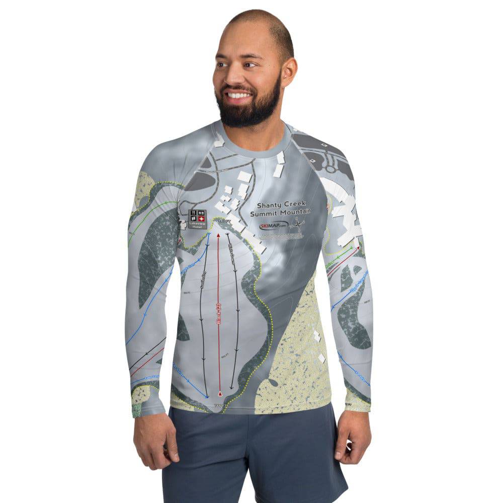 Shanty Creek Summit Mountain, Michigan Ski Trail Map Men's Base Layer Top - Powderaddicts
