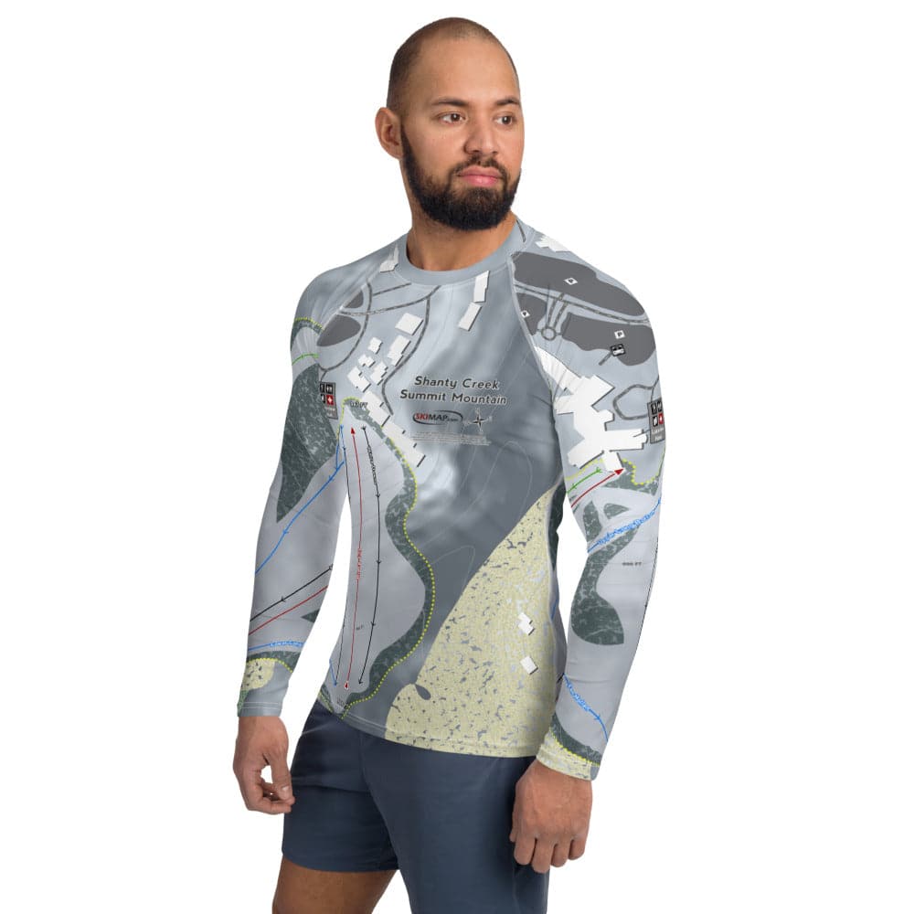 Shanty Creek Summit Mountain, Michigan Ski Trail Map Men's Base Layer Top - Powderaddicts
