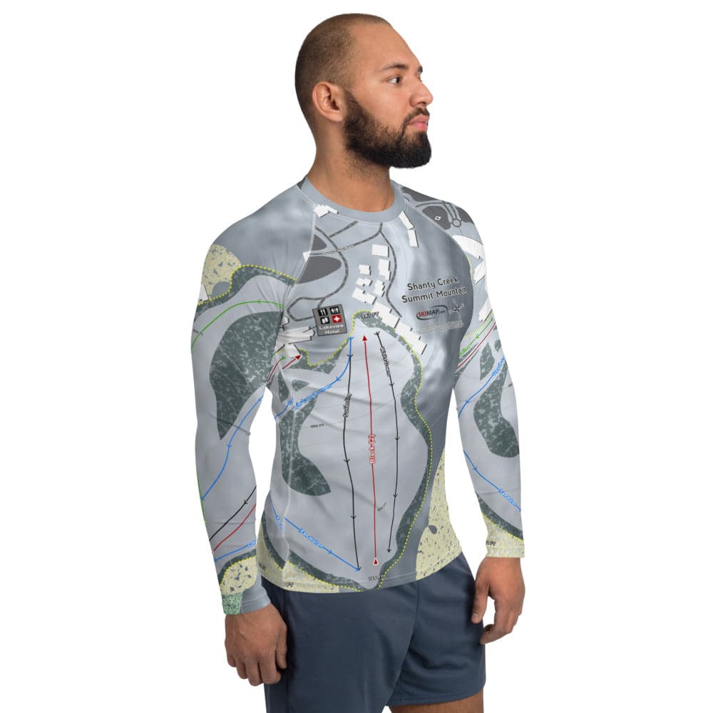 Shanty Creek Summit Mountain, Michigan Ski Trail Map Men's Base Layer Top - Powderaddicts