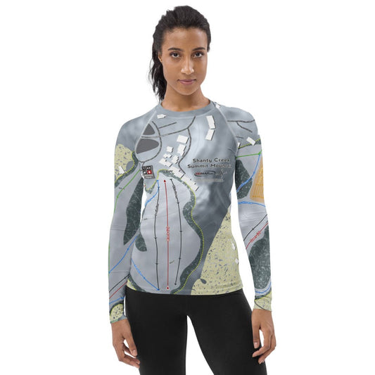 Shanty Creek Summit Mountain, Michigan Ski Trail Map Women's Base Layer Top - Powderaddicts