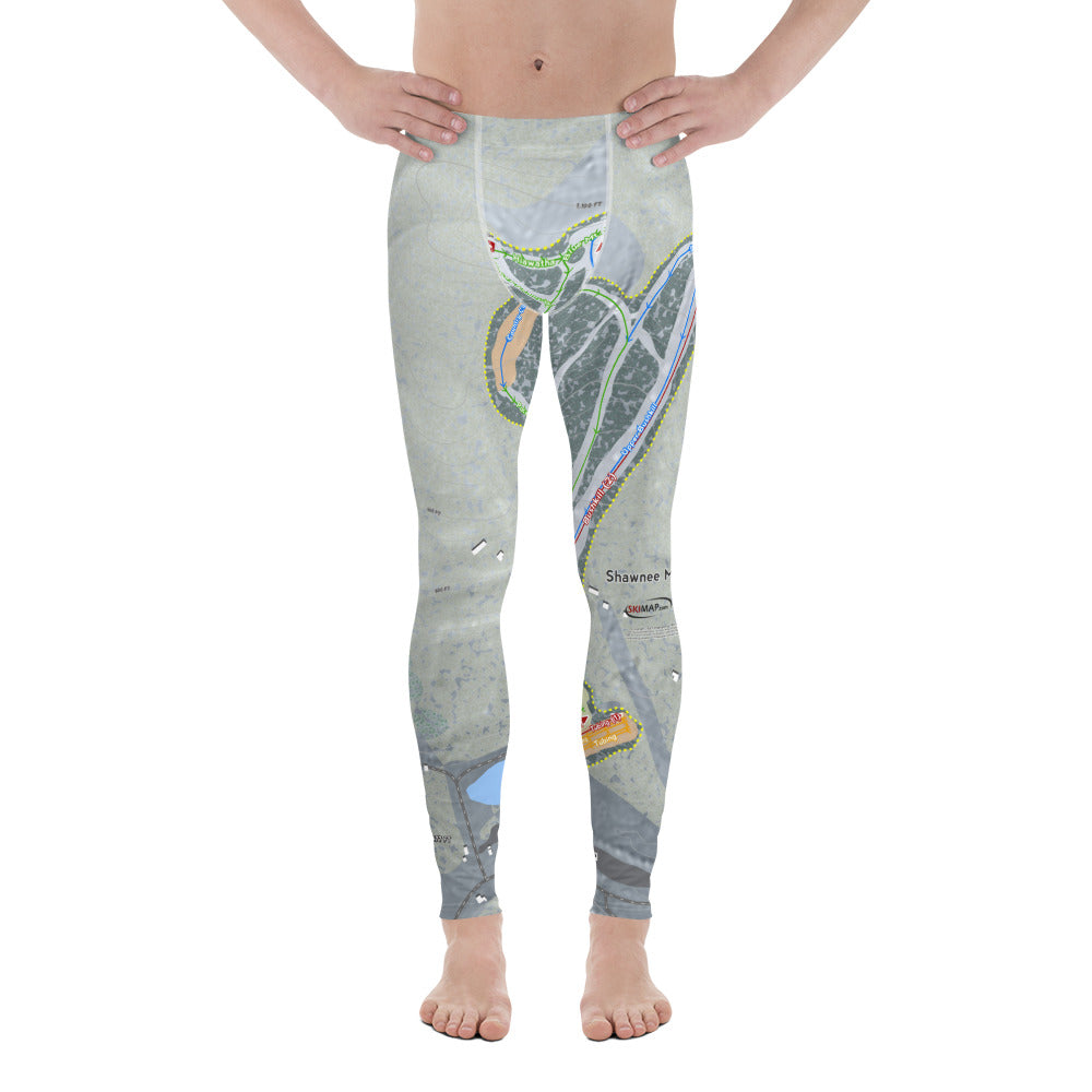 Shawnee Mountain, Pennsylvania Ski Trail Map Men's Base Layer Bottom - Powderaddicts
