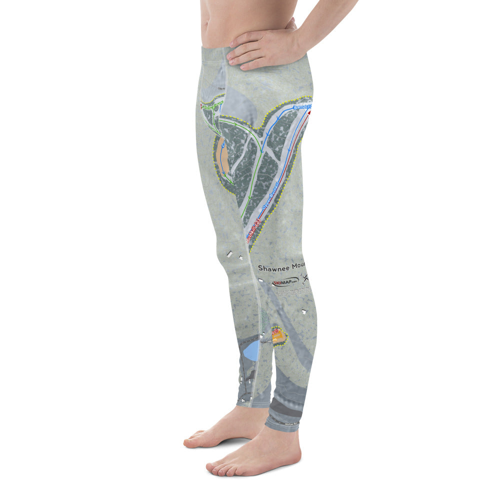 Shawnee Mountain, Pennsylvania Ski Trail Map Men's Base Layer Bottom - Powderaddicts