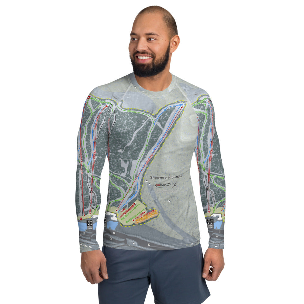 Shawnee Mountain, Pennsylvania Ski Trail Map Men's Base Layer Top