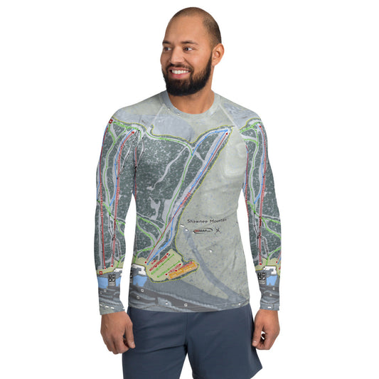 Shawnee Mountain, Pennsylvania Ski Trail Map Men's Base Layer Top - Powderaddicts