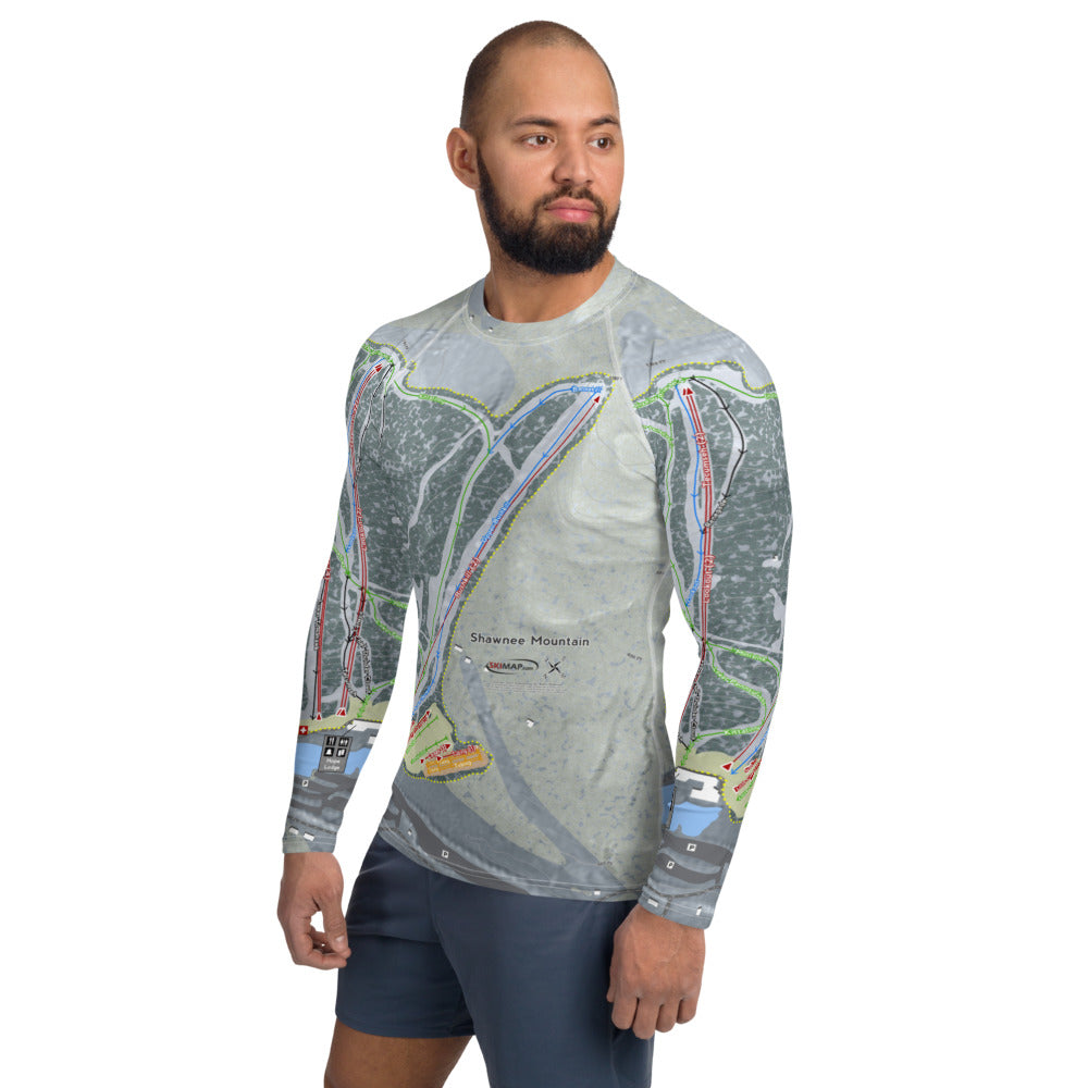 Shawnee Mountain, Pennsylvania Ski Trail Map Men's Base Layer Top - Powderaddicts