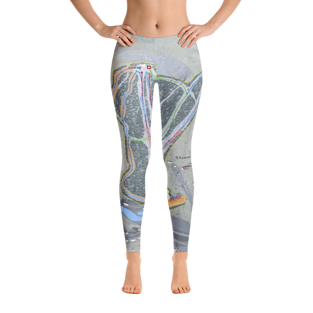 Shawnee Mountain, Pennsylvania Ski Trail Map Women's Base Layer Bottom - Powderaddicts