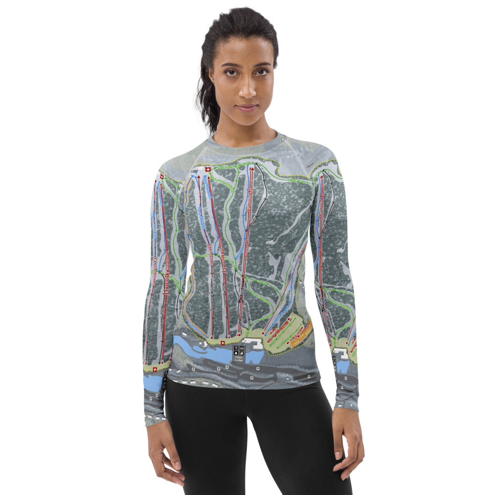 Shawnee Mountain, Pennsylvania Ski Trail Map Women&#39;s Base Layer Top - Powderaddicts