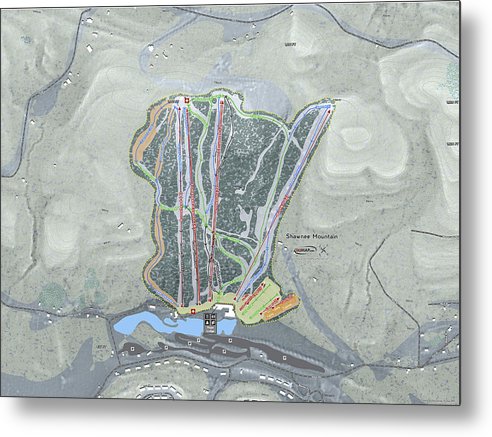 Shawnee Mountain Ski Trail Map - Metal Print - Powderaddicts