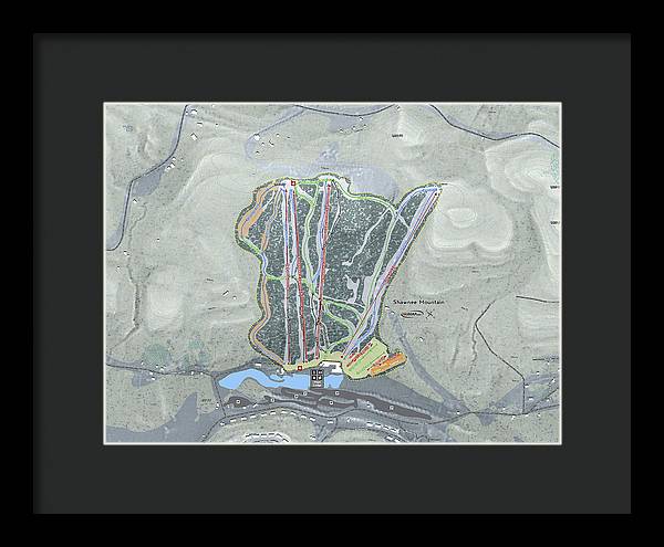 Shawnee Mountain Ski Trail Map - Framed Print - Powderaddicts
