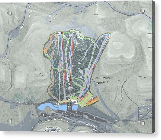 Shawnee Mountain Ski Trail Map - Acrylic Print - Powderaddicts