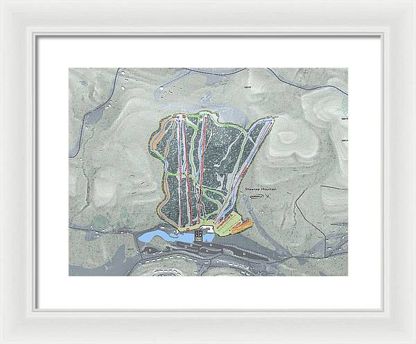 Shawnee Mountain Ski Trail Map - Framed Print - Powderaddicts