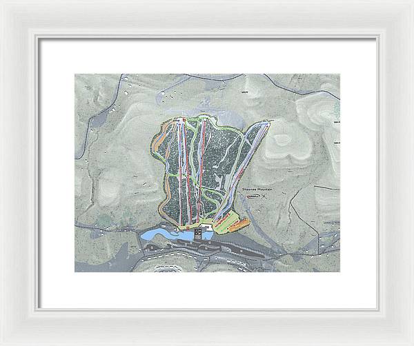 Shawnee Mountain Ski Trail Map - Framed Print - Powderaddicts