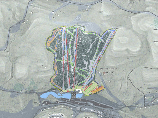 Shawnee Mountain Ski Trail Map - Art Print - Powderaddicts