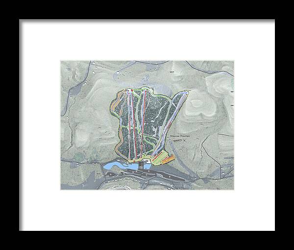 Shawnee Mountain Ski Trail Map - Framed Print - Powderaddicts