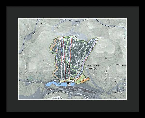 Shawnee Mountain Ski Trail Map - Framed Print - Powderaddicts