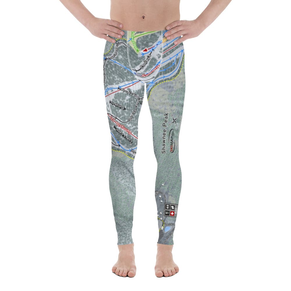 Shawnee Peak, Maine Ski Trail Map Men's Base Layer Bottom - Powderaddicts