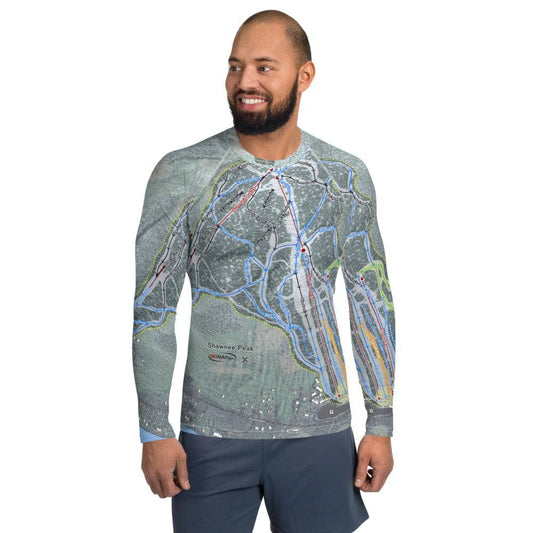 Shawnee Peak, Maine Ski Trail Map Men's Base Layer Top - Powderaddicts