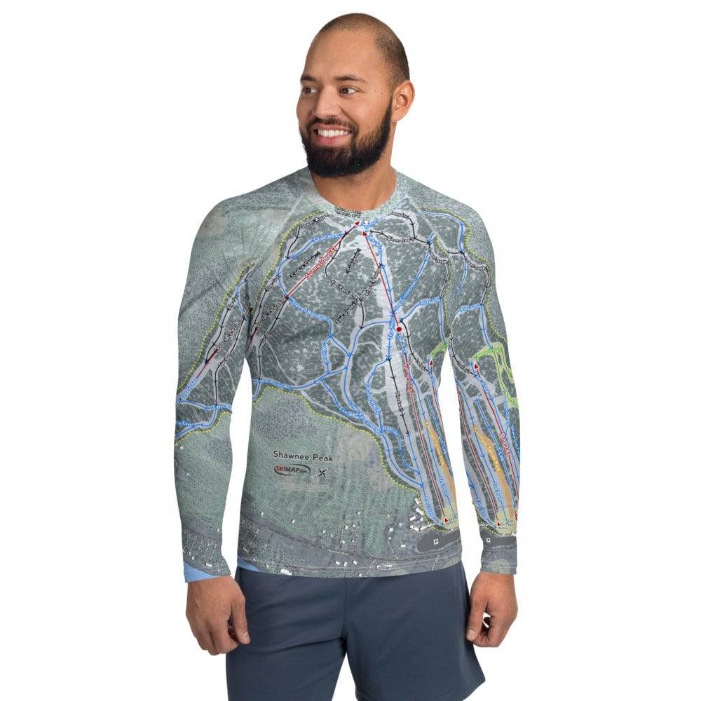 Shawnee Peak, Maine Ski Trail Map Men's Base Layer Top - Powderaddicts