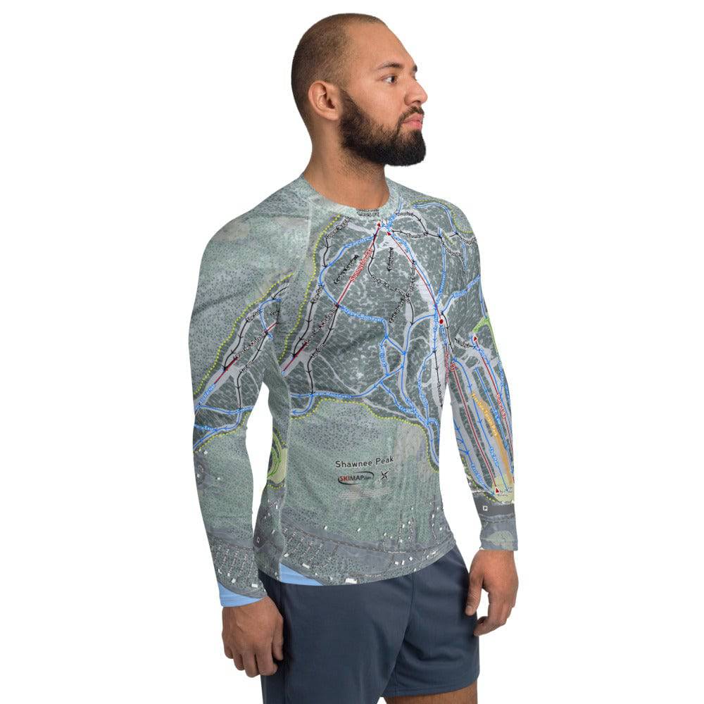 Shawnee Peak, Maine Ski Trail Map Men's Base Layer Top - Powderaddicts