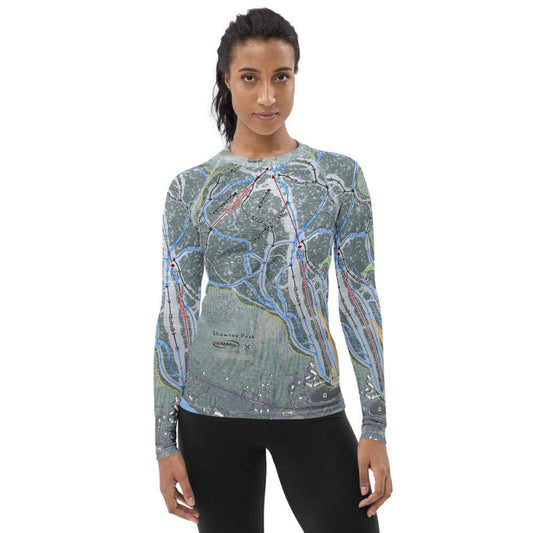 Shawnee Peak, Maine Ski Trail Map Women's Base Layer Top - Powderaddicts