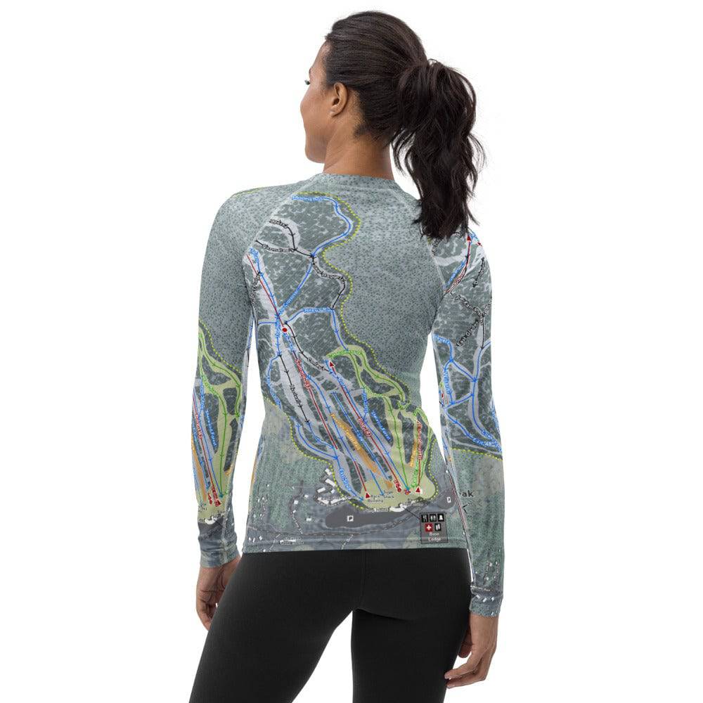 Shawnee Peak, Maine Ski Trail Map Women&#39;s Base Layer Top - Powderaddicts