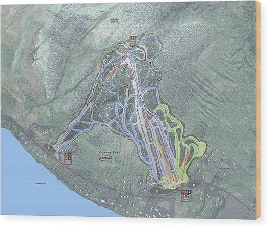 Shawnee Peak Ski Trail Map - Wood Print - Powderaddicts
