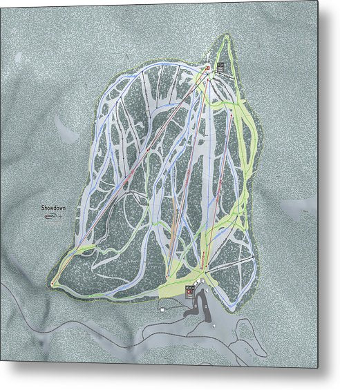 Showdown Ski Trail Map - Metal Print - Powderaddicts