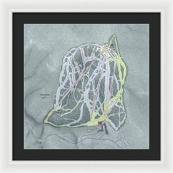 Showdown Ski Trail Map - Framed Print - Powderaddicts