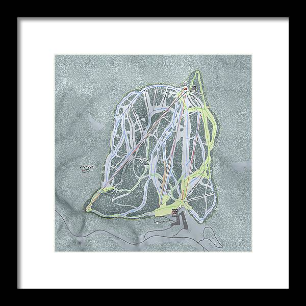 Showdown Ski Trail Map - Framed Print - Powderaddicts