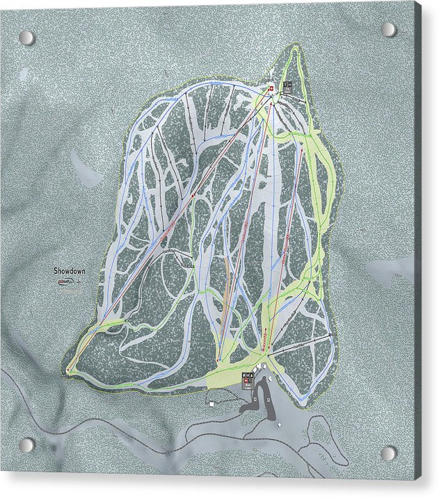Showdown Ski Trail Map - Acrylic Print - Powderaddicts