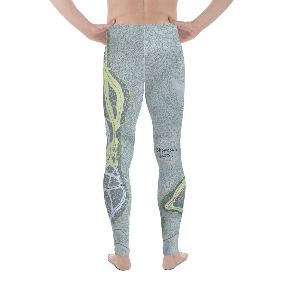 Showdown, Montana Ski Trail Map Men's Base Layer Bottom - Powderaddicts
