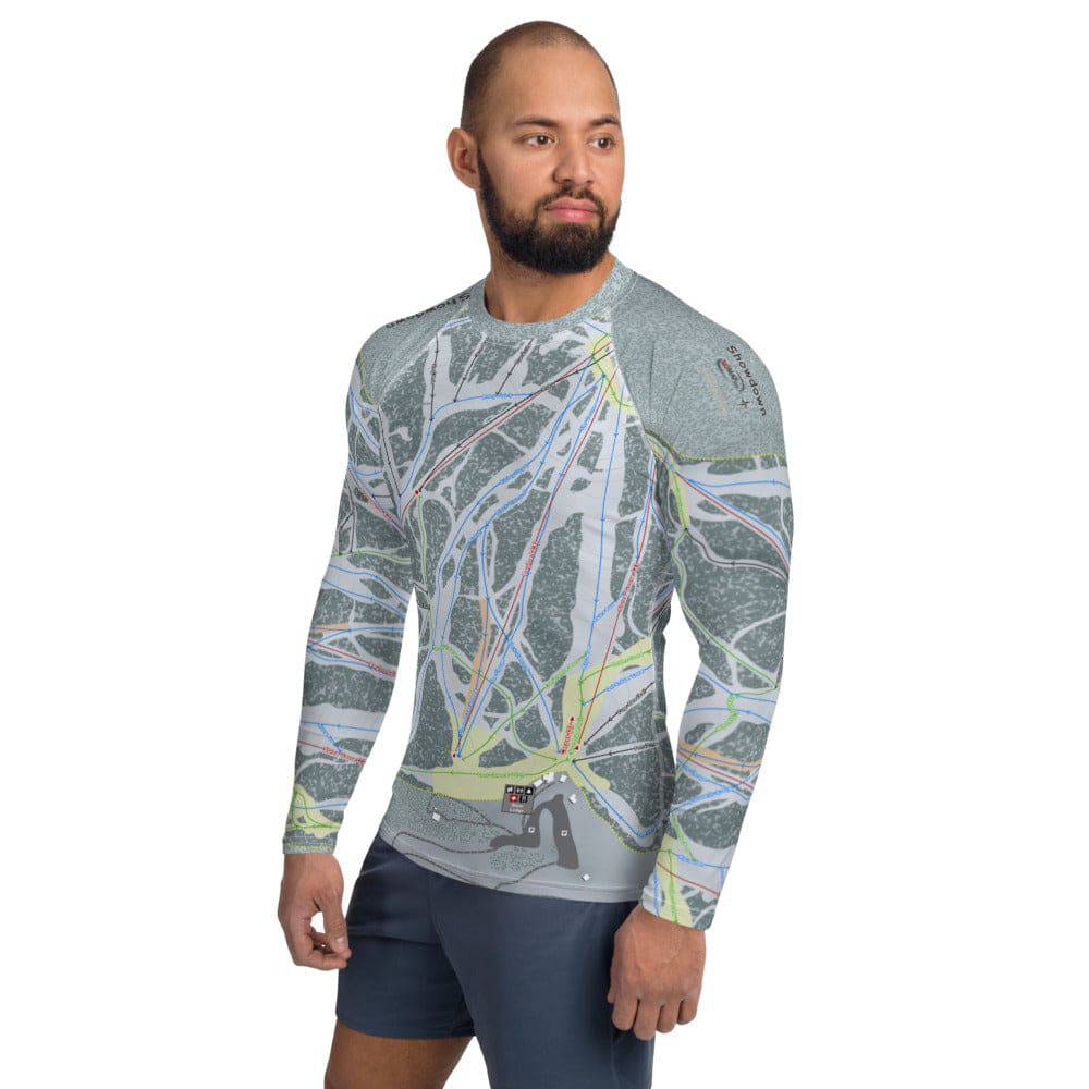 Showdown, Montana Ski Trail Map Men's Base Layer Top - Powderaddicts