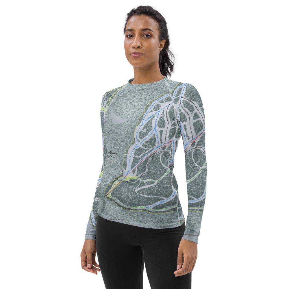 Showdown, Montana Ski Trail Map Women's Base Layer Top - Powderaddicts