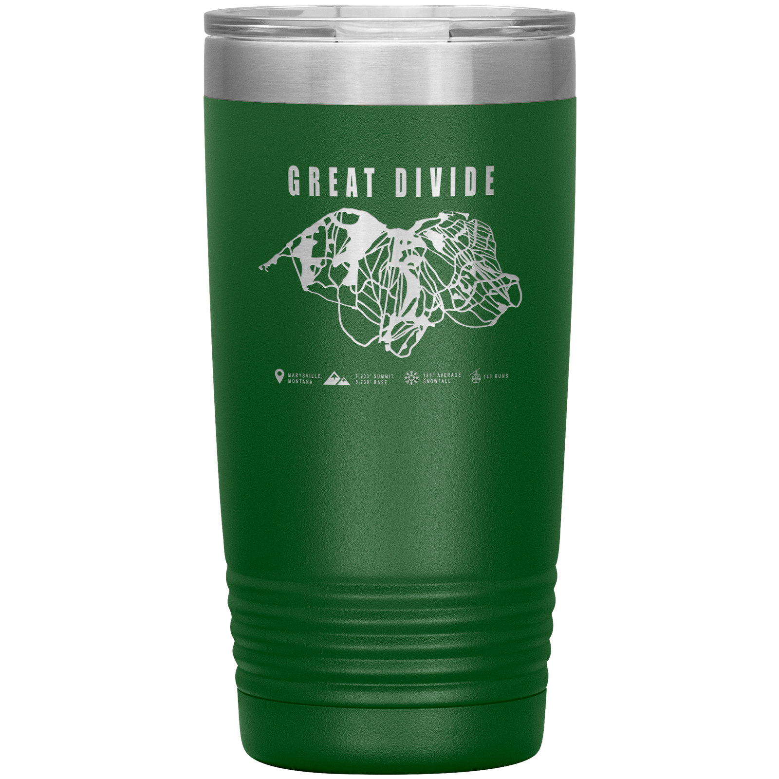 Great Divide Montana Ski Trail Map 20oz Tumbler - Powderaddicts