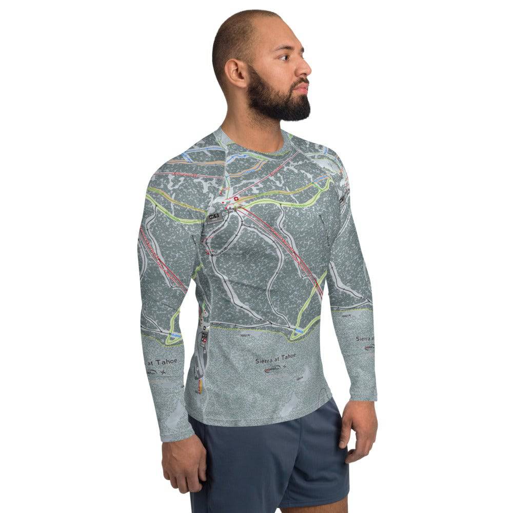 Sierra at Tahoe, California Ski Trail Map Men's Base Layer Top - Powderaddicts