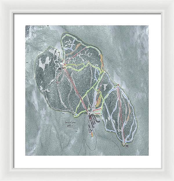 Sierra At Tahoe Ski Trail Map - Framed Print - Powderaddicts