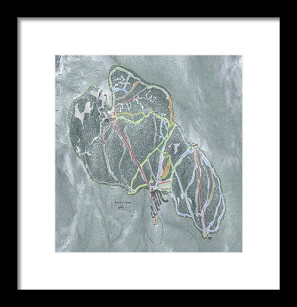 Sierra At Tahoe Ski Trail Map - Framed Print - Powderaddicts