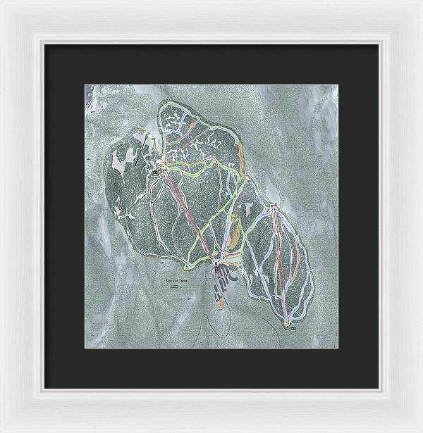 Sierra At Tahoe Ski Trail Map - Framed Print - Powderaddicts