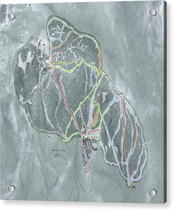 Sierra At Tahoe Ski Trail Map - Acrylic Print - Powderaddicts