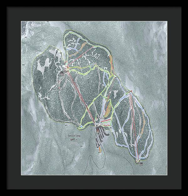 Sierra At Tahoe Ski Trail Map - Framed Print - Powderaddicts