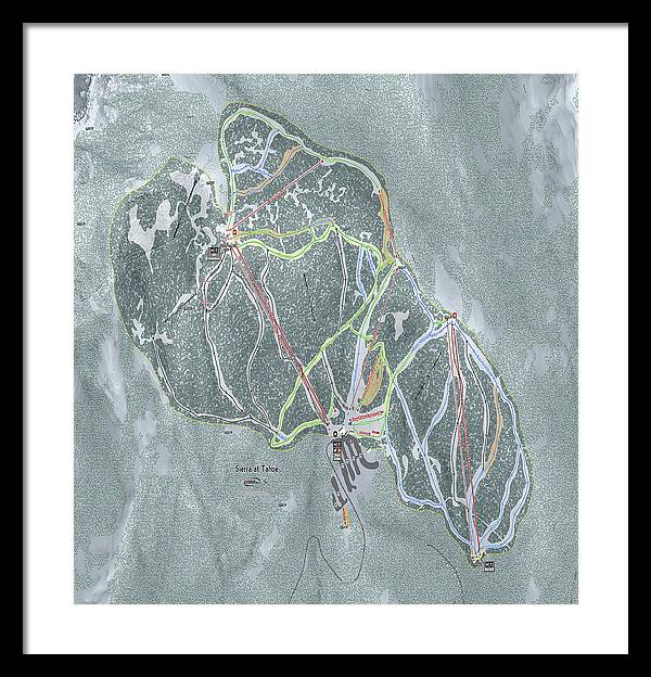 Sierra At Tahoe Ski Trail Map - Framed Print - Powderaddicts
