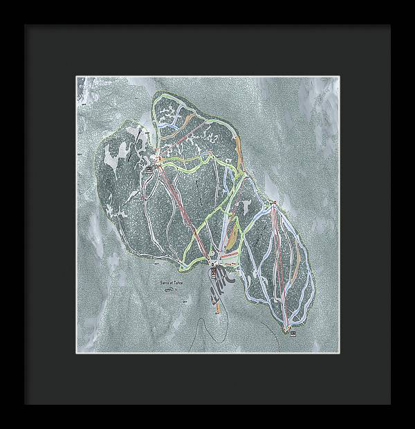 Sierra At Tahoe Ski Trail Map - Framed Print - Powderaddicts