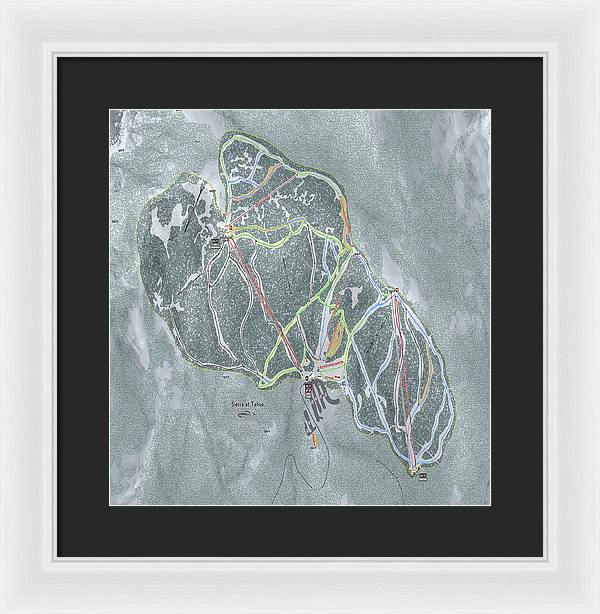 Sierra At Tahoe Ski Trail Map - Framed Print - Powderaddicts