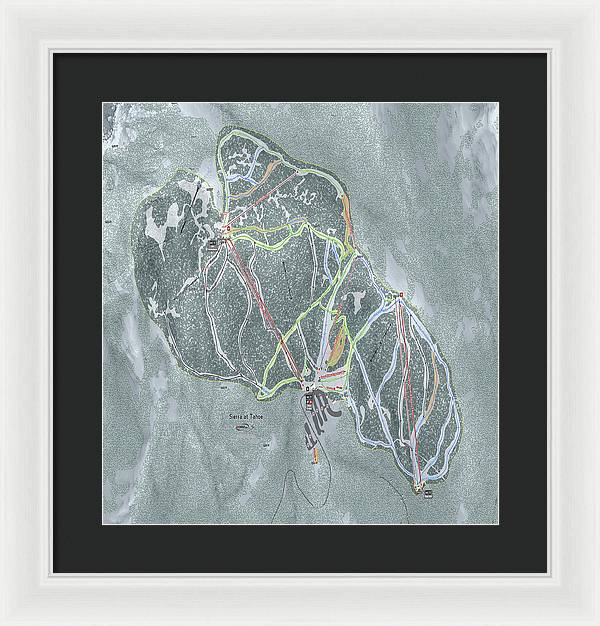 Sierra At Tahoe Ski Trail Map - Framed Print - Powderaddicts