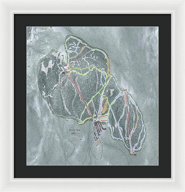 Sierra At Tahoe Ski Trail Map - Framed Print - Powderaddicts